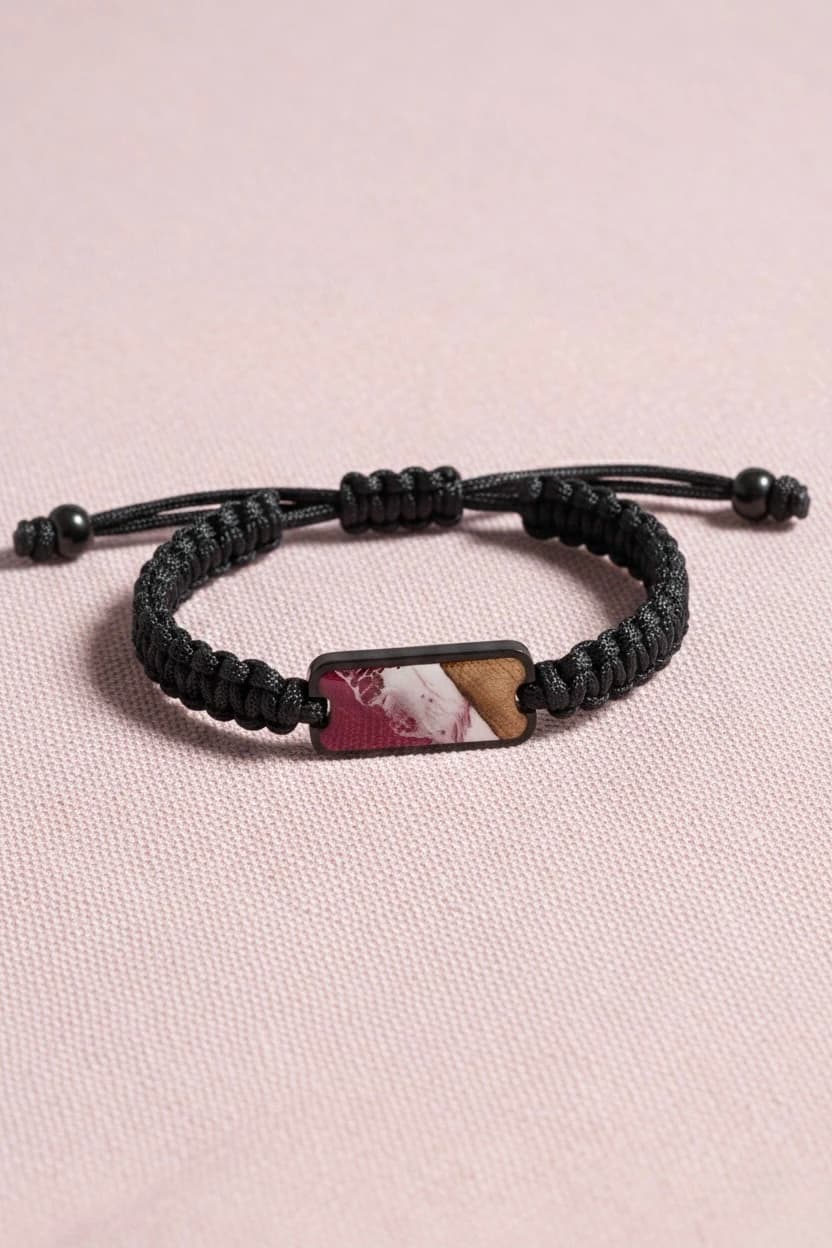Armband Kordel mit Epoxidharz Rose Dream